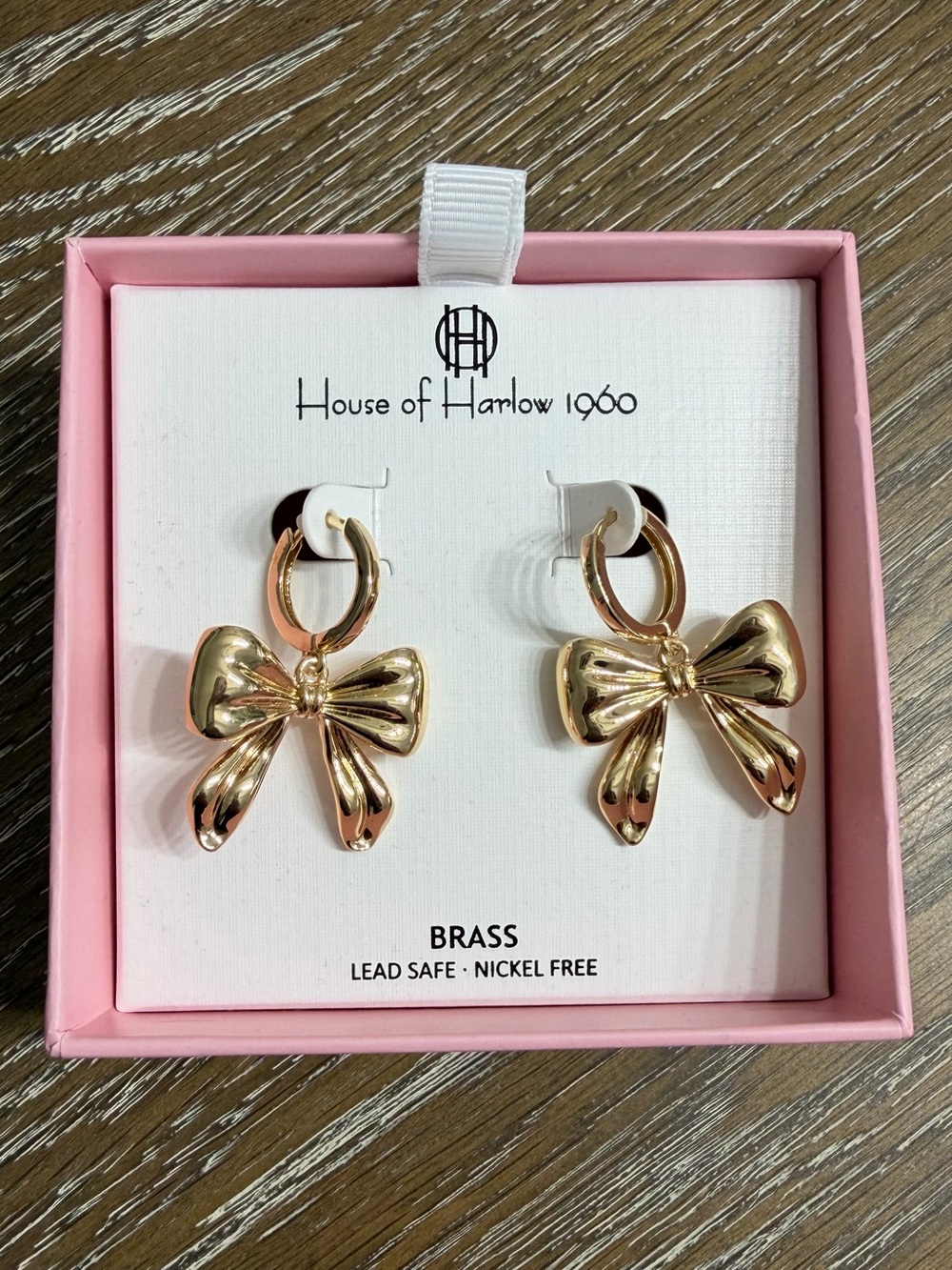 House of Harlow 1960 Goldtone Coquette Bow Hoop Earrings